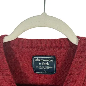 Abercrombie Wool Cable Knit‎ Sweater Red Crew Neck Pullover Y2K Womens Large thumbnail 4