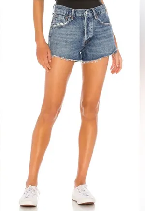 Agolde Parker Vintage Cut Off Jean Shorts Sz 27 Button Fly Medium Wash thumbnail 1
