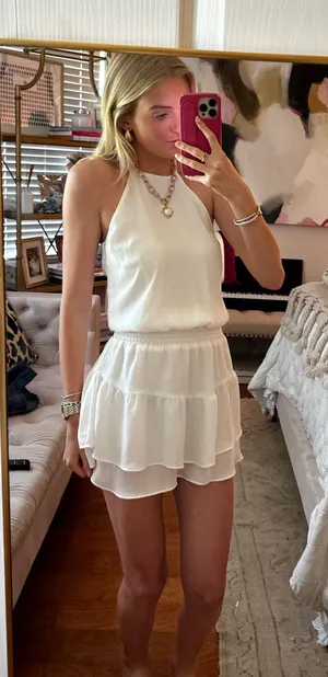 White Sleeveless halter mini dress Size XS thumbnail 1