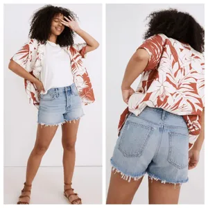 Madewell 100% Cotton Relaxed Denim Shorts Rosemount Wash Destroyed Hem - Size 23 thumbnail 2
