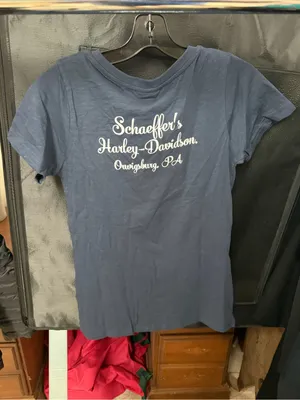 Schaeffer’s Harley-Davidson Navy Graphic Tee - White & Red Logo size xs thumbnail 5
