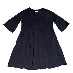Pact Revive Flutter Sleeve Tiered Dress Organic Cotton Black Medium thumbnail 4