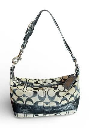 Coach Signature C Canvas Legacy Trim Hobo Shoulder Bag Purse Cosmetic 41642‎ Y2K thumbnail 1