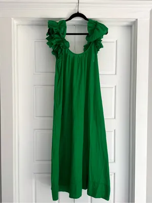 The GREAT Ruffle Green Cover-Up Dress -size small thumbnail 2