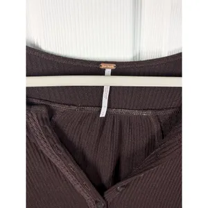 Free People Small Leo Henley Waffle Flow Tunic Brown Y2K Babydoll thumbnail 4