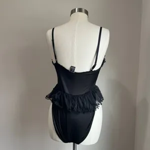 Midnight Hour 90s Vintage Dark Fairy Lace Black & Gold Bodysuit With Sheer Flouncy Tutu Size M thumbnail 6