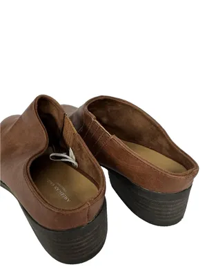 (RC) American Eagle Womens 10 Brown Leather Mule Clogs Slip Block Heel Shoes thumbnail 5