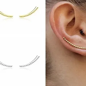 NEW Silver Round Bead Ear Climbers‎ | 18kgp S925 thumbnail 2