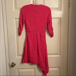 Zara Hot Pink Ruched Polka Dot Dress Fuchsia Black NWOT Small thumbnail 6