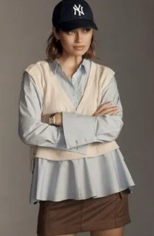 Anthropologie‎ Twofer Sweater Knit Blouse thumbnail 1