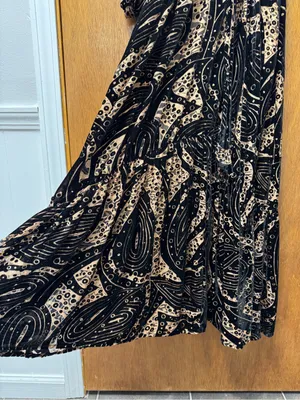 Ciebon Aria Tie Belt Long Sleeve Burnout Faux Wrap Velvet Dress Black Medium thumbnail 11