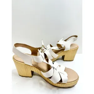 Dr. Scholl’s Sandals Size 9.5 White Leather Open‎ Toe Platform Shoes Buckle thumbnail 6