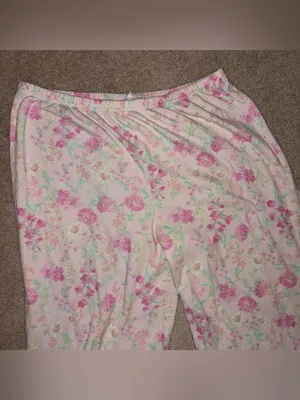 Miss Elaine pink floral pajama SET 2 PC top & pants Womens L thumbnail 5