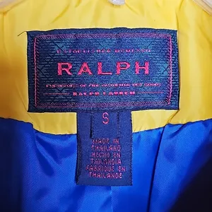 Ralph Lauren black label yellow puffer jacket zip pockets sz Small thumbnail 4