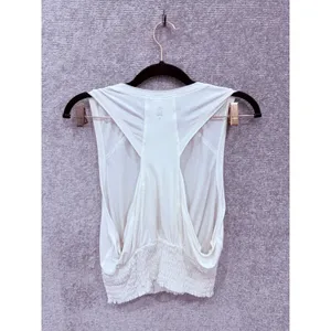 Free People Womens Tank Top Small White FP Movement Smocked Hem OB1047999 thumbnail 7