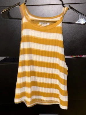 American Eagle Yellow and White Tank Top thumbnail 1