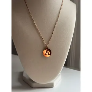 Gold Initial Necklace Letter A Pendant Minimal Dainty Personalized Jewelry thumbnail 2
