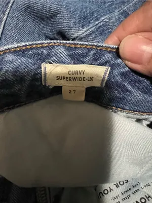 Madewell‎ Curvy Super Wide Leg Crop High Rise Raw Hem Jeans thumbnail 11