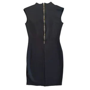 Rolla Coster Women’s Small Bodycon Midi Dress Black Sheath Knit Stretch Zipper thumbnail 3