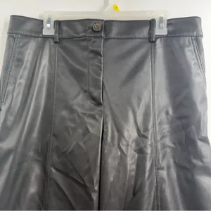 LOFT Faux Leather Wide Leg Pants Women’s 14 Tall High Rise Black Vegan 782131 thumbnail 2