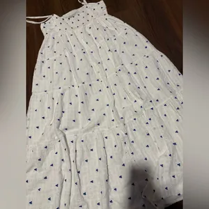 ZARA WOMAN WHITE NAVY EMBROIDERED maxi dress blog fav spring M boho cottage $98 thumbnail 12