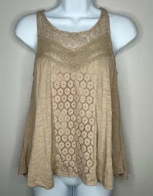 American Eagle Tan Lace Tank Top‎ Size XS thumbnail 1