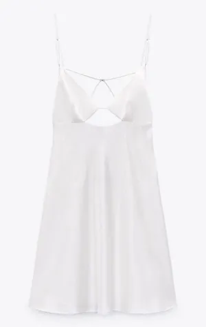 ZARA Dress Mini Satin Lingerie Effect White Wedding Bridal Shower Vacation Summer thumbnail 8