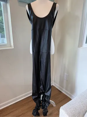Black Faux-Leather Jumpsuit Size L thumbnail 4