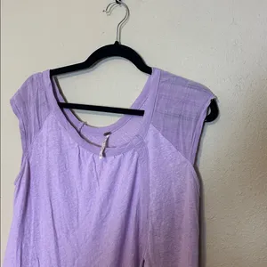 Free People Keep It‎ Casual Tee Lilac Linen Blend Short Sleeve Flowy Top Size XS thumbnail 5