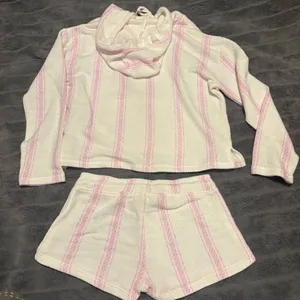 Saltwater Myrtle Beach Pink Stripe Hoodie Shorts Set Medium thumbnail 4