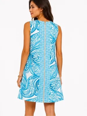 Lilly Pulitzer Sabrina Sea Ruffles Tiger Wave Shift Dress Size M thumbnail 2