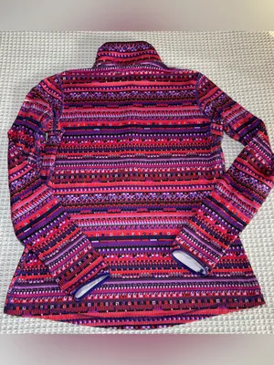 Nike Pro Dri-FIT Womens XL Half Zip Pullover Pink Purple Geometric Stripe Top thumbnail 8