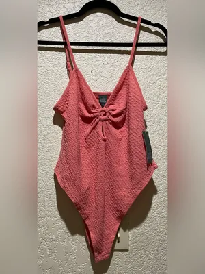 Wild Fable Bodysuit Textured peach color Knot-Front Top size L NWT thumbnail 2
