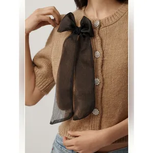 Anthropologie Maeve Short-Sleeve Bow Cardigan Sweater thumbnail 4