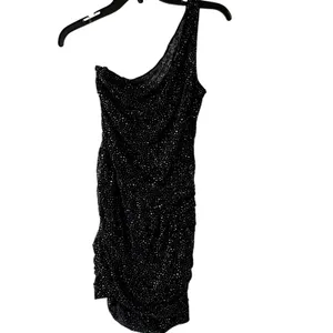 Oh Polly Zahira Embellished One-Shoulder Mini Dress in Black Size 4 New thumbnail 7
