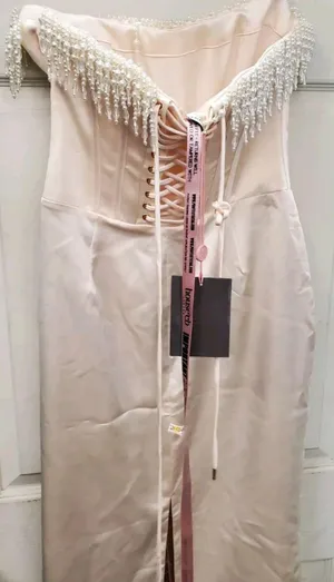 House Of CB NWT NALITA VINTAGE CREAM EMBELLISHED STRAPLESS DRESS. Size Medium thumbnail 11