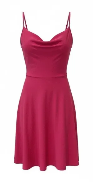 NWT See You Monday Hot Pink Cowl Neck Spaghetti Strap Dress Size XL thumbnail 1