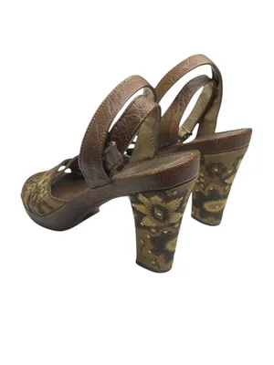 Kenneth Cole ❁ Afterflower Ankle Strap Embroidered Leather Heels ❁ Brown ❁ 9M ❁ thumbnail 6