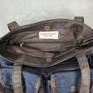 Gold Coast Blue Denim Faux Leather Shoulder Bag‎ thumbnail 5