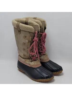 Esprit Belinda Tan Tall Lace Up Faux Fur Sock Lined Knit Cuff Duck Boots Sz 7.5M thumbnail 6