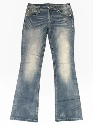 Miss‎ Me Signature Bootcut Jeans Medium Wash Bling Flap Size 26x28 Short Y2K thumbnail 1