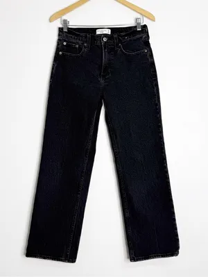 Abercrombie & Fitch The Baggy Low Rise Jeans Size 25/0 Black Wide Leg thumbnail 1