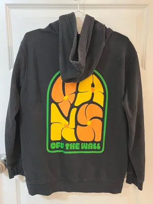 Size XL (S/M fit) Vans Off The Wall Black Pull On Hoodie with Pockets thumbnail 2