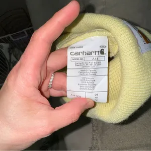 Carhartt WIP beanie hat logo patch unisex knit foldover acrylic limoncello watch thumbnail 5