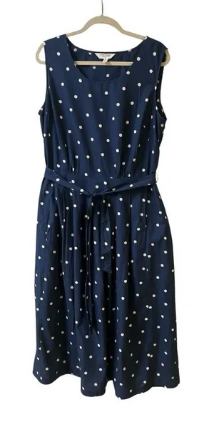 Seasalt Cornwall Belle dress navy with white dot Sz 12 Tall thumbnail 1