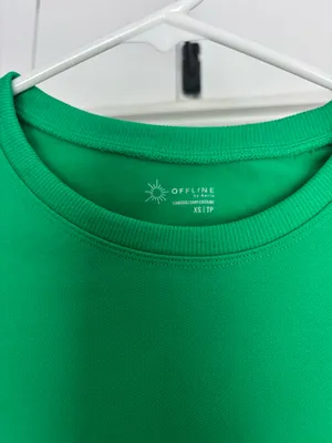 aerie green cropped athletic long sleeve thumbnail 2