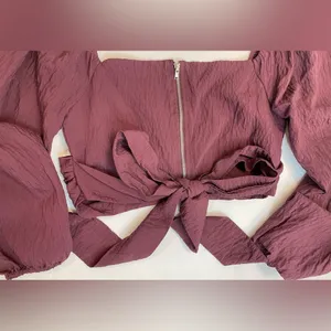 Forever 21 Women’s Wrap Around Surplice Deep Burgundy‎ Crop Top Size S thumbnail 7