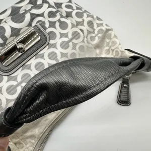 Coach Kristen Shoulder Bag Op Art Ombre Gray Fabric and Leather Purse 16793 thumbnail 7