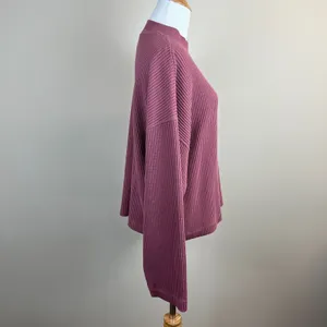 Gap Oversized Waffle Knit Mock Neck Top T-Shirt Womens Large Berry Slouchy Boxy‎ thumbnail 6