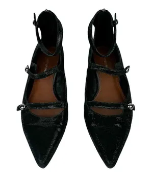 Donald Pliner Womens Strappy Pointed Toe Flats Sz 8 Black Metallic Leather thumbnail 1